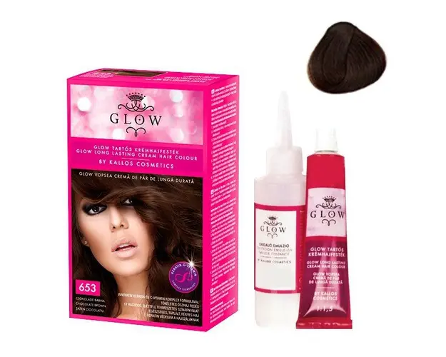 Vopsea Permanenta - Kallos Glow Long Lasting Cream Hair Colour Nuanta 653 Saten Ciocolatiu