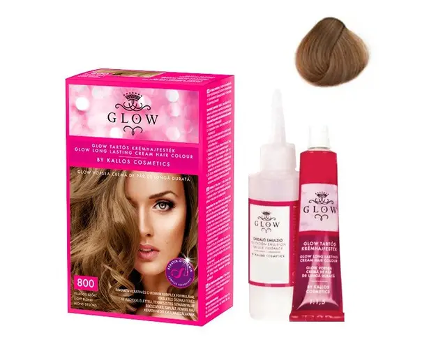 Vopsea Permanenta - Kallos Glow Long Lasting Cream Hair Colour Nuanta 800 Blond Deschis