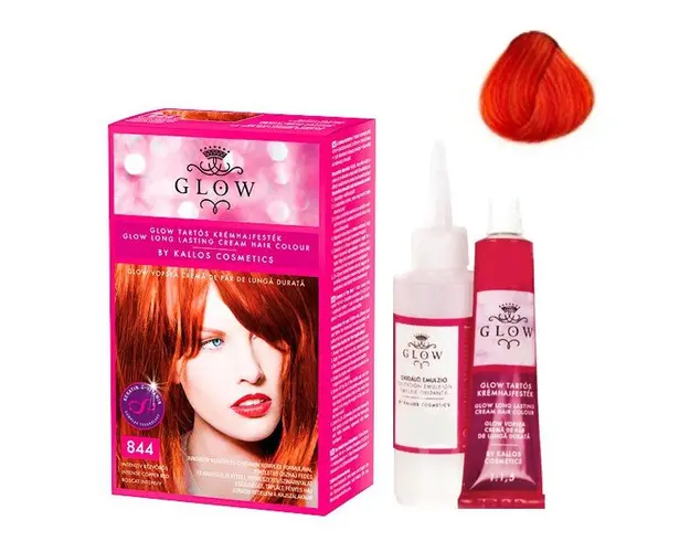 Vopsea Permanenta - Kallos Glow Long Lasting Cream Hair Colour Nuanta 844 Roscat Aramiu Intensiv