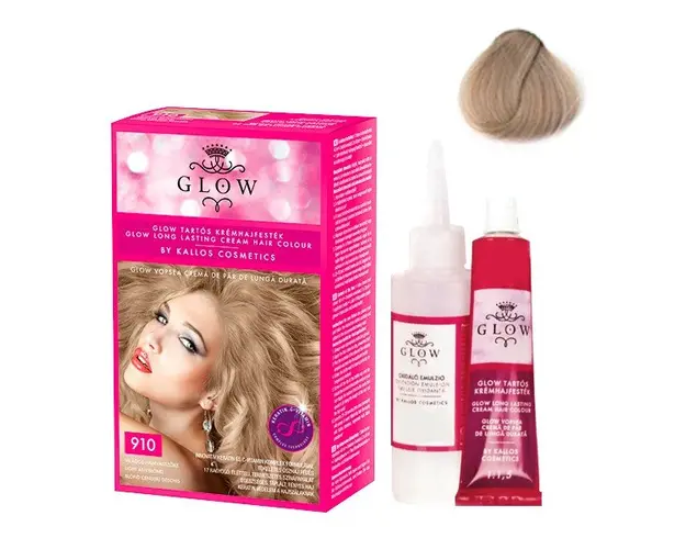 Vopsea Permanenta - Kallos Glow Long Lasting Cream Hair Colour Nuanta 910 Blond Cenusiu Deschis