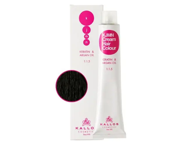 Vopsea Permanenta - Saten Extra Inchis - Kallos KJMN Cream Hair Colour nuanta 2.0 Very Dark Brown 100ml