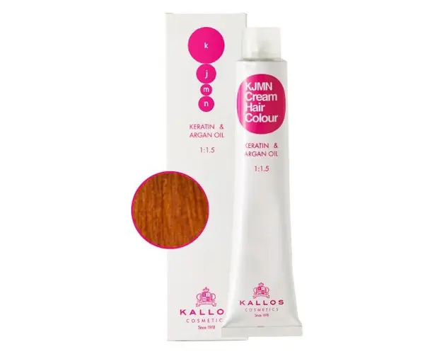 Vopsea Permanenta - Blond Mediu cu Nuanta de Aur Aramiu - Kallos KJMN Cream Hair Colour nuanta 7.34 Medium Golden Copper Blond 100ml