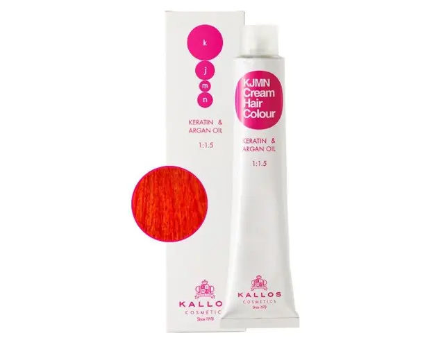 Vopsea Permanenta - Blond Deschis cu Nuanta de Aramiu Intensiv - Kallos KJMN Cream Hair Colour nuanta 88.44 I Light Intense Copper Blond 100ml