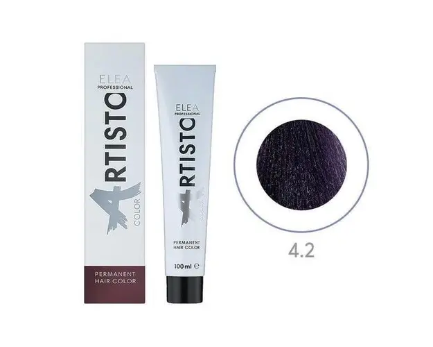 Vopsea permanenta pentru par Elea Professional Artisto Color, 4/2 Saten violet, 100 ml