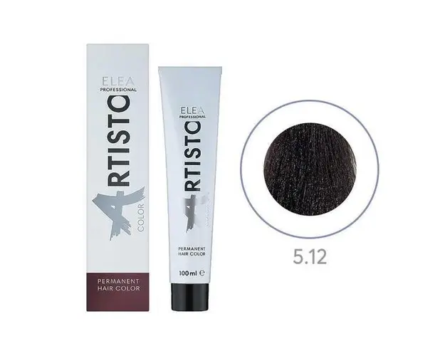 Vopsea permanenta pentru par Elea Professional Artisto Color, 5/12 Saten deschis gri violet, 100 ml