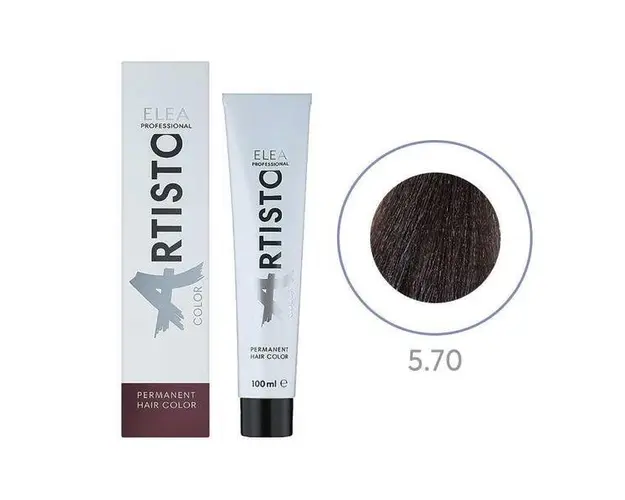 Vopsea permanenta pentru par Elea Professional Artisto Color, 5/70 Saten deschis maro extra, 100 ml