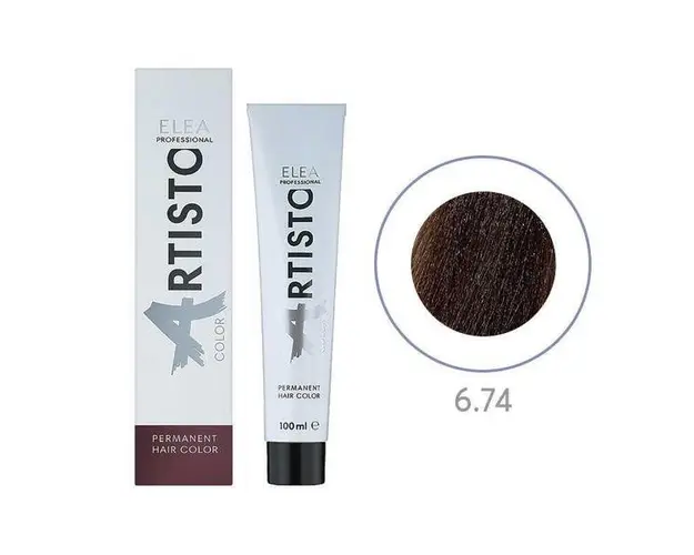 Vopsea permanenta pentru par Elea Professional Artisto Color, 6/74 Castaniu inchis maro aramiu, 100 ml