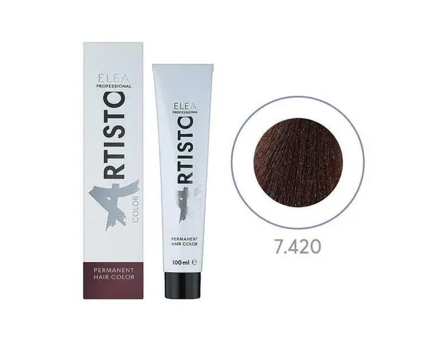 Vopsea permanenta pentru par Elea Professional Artisto Color, 7/420 Castaniu aramiu violet extra, 100 ml