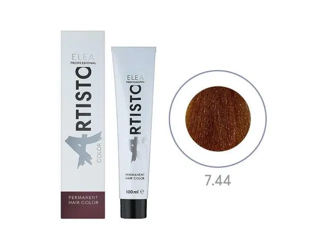 Vopsea permanenta pentru par Elea Professional Artisto Color, 7/44 Castaniu cupru intens, 100 ml
