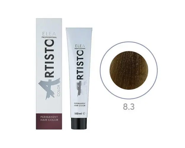 Vopsea permanenta pentru par Elea Professional Artisto Color, 8/3 Castaniu deschis auriu, 100 ml