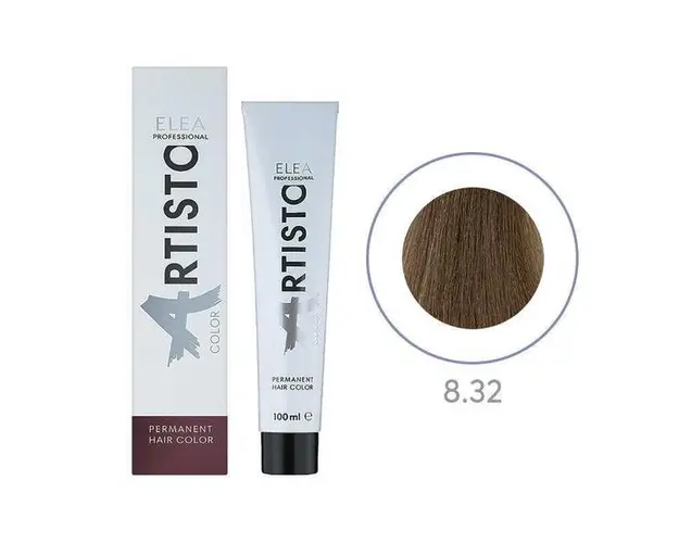 Vopsea permanenta pentru par Elea Professional Artisto Color, 8/32 Castaniu deschis auriu violet, 100 ml