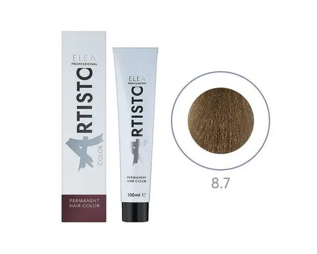 Vopsea permanenta pentru par Elea Professional Artisto Color, 8/7 Castaniu deschis maro, 100 ml