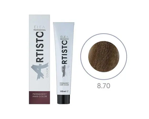 Vopsea permanenta pentru par Elea Professional Artisto Color, 8/70 Castaniu deschis maro extra, 100 ml