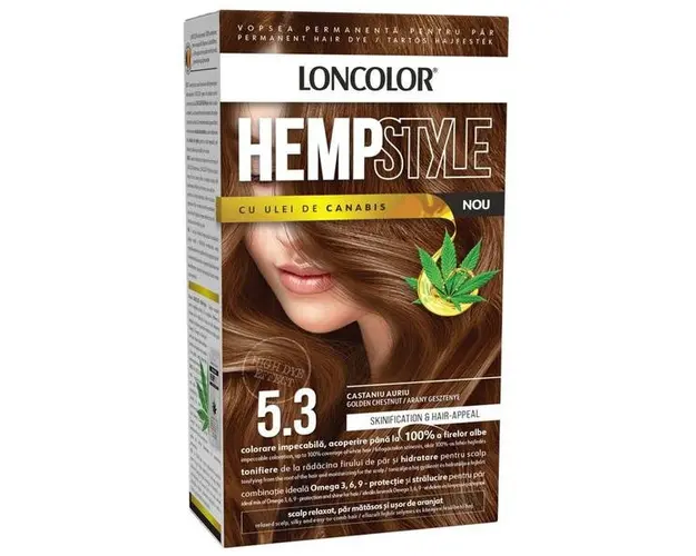 Vopsea Permanenta pentru Par Loncolor Expert HempStyle cu Ulei de Canabis, nuanta 5.3 castaniu auriu