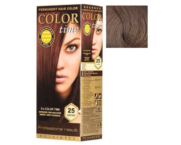 Vopsea Permanenta pentru Par Rosa Impex Color Time, nuanta 25 Chestnut