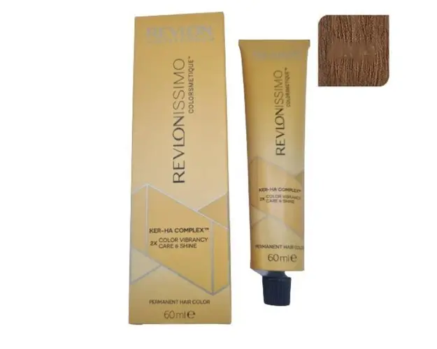 Vopsea Permanenta - Revlon Professional Revlonissimo Colorsmetique Ker-Ha Complex Permanent Hair Color, nuanta 6.34 dark golden copper blonde, 60ml