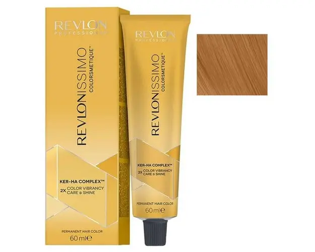 Vopsea Permanenta - Revlon Professional Revlonissimo Colorsmetique Ker-Ha Complex Permanent Hair Color, nuanta 8.34 Light Golden Copper Blonde, 60ml