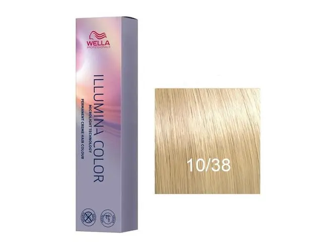 Vopsea Permanenta - Wella Professionals Illumina Color Nuanta 10/38 blond luminos deschis auriu albastru 