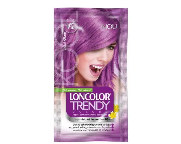 Vopsea Semipermanenta Loncolor Trendy Colors, nuanta V2 violet glam, 2x 25 ml