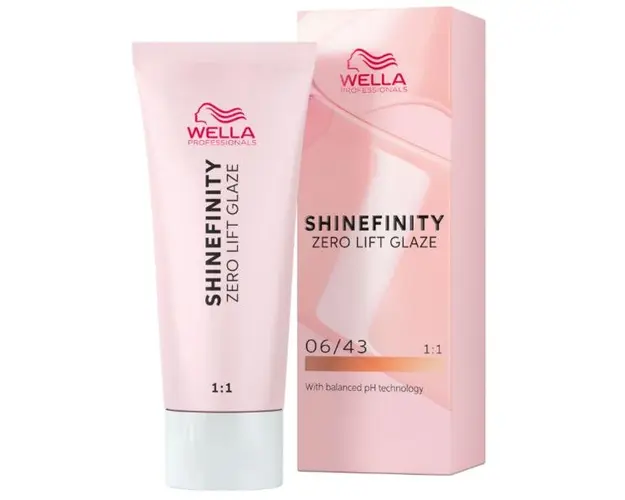 Vopsea translucida demipermanenta - Wella Professionals Shinefinity Zero Lift Glaze, nuanta 06/43 Copper Sunset (blond inchis roscat auriu), 60 ml