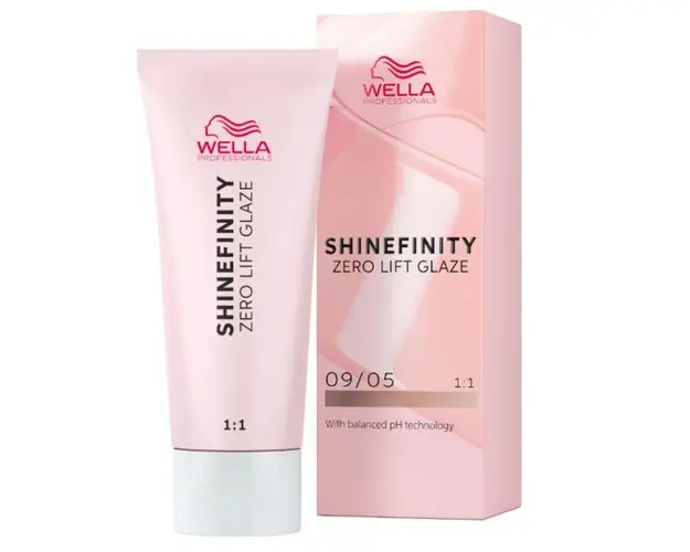 Vopsea translucida demipermanenta - Wella Professionals Shinefinity Zero Lift Glaze, nuanta 09/05 Silk Blush (blond foarte deschis natural mahon), 60 ml