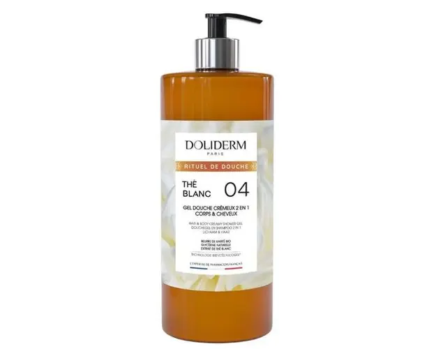 Gel de Dus si Sampon Cremos 2in1 cu Extract de Ceai Alb - Doliderm The Blanc 04 Gel Douche Cremeux 2en1, 1000 ml