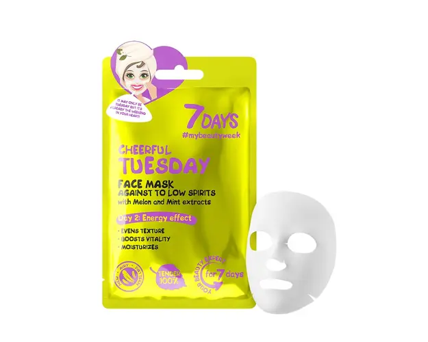 Cheerful tuesday - face sheet mask against low spirits with melon& mint 28 gr