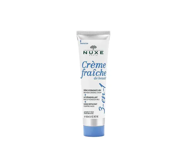 Crème fraiche de beauté 3-in-1, 48h moisturising cream, make-up remover milk, plumping mask 100 ml