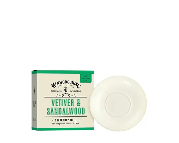 Men's grooming vetiver & sandalwood shave soap refill 100 gr