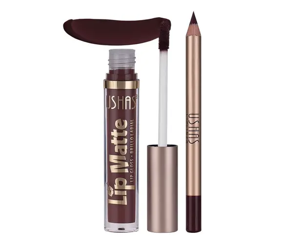Set 2 in 1 Ruj Lichid Mat & Creion Contur Buze Ushas Kiss Me #01