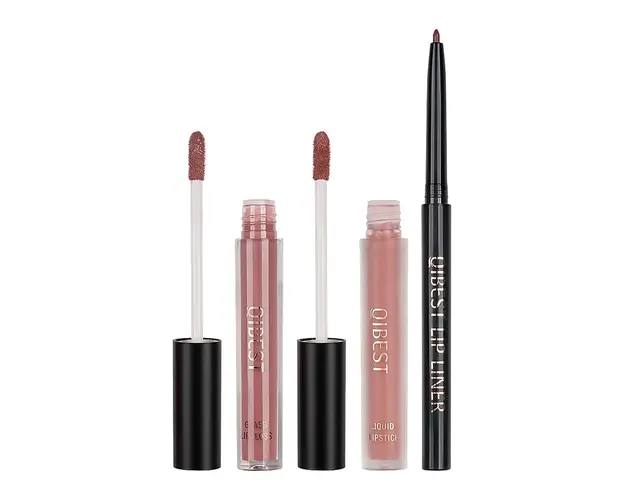 Set 3 in 1 Ruj Lichid Mat & Lip Gloss & Creion Contur Buze Qibest #01