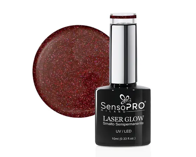 Oja Semipermanenta Holografica Laser Glow SensoPRO Milano 10ml, Red Attraction #28