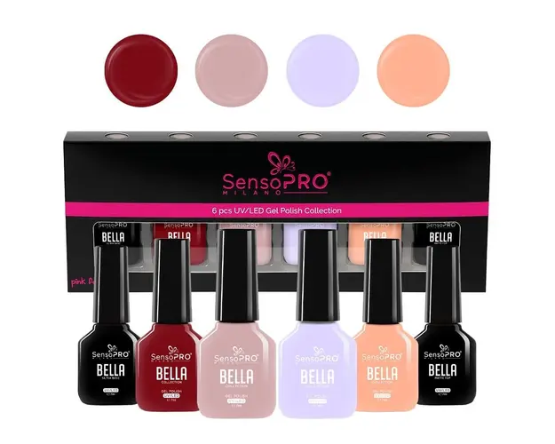 Set 4 Oje Semipermanente, Base Coat & Top Coat SensoPRO Milano, Timeless BELLA
