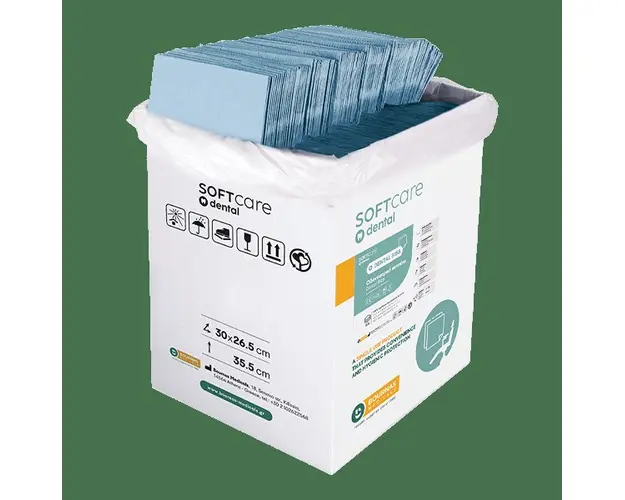 Bavete albastru 3 straturi Bournas Medicals Soft Care Dental Bibs Plus Blue 33x45cm 500buc