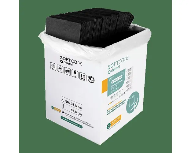 Bavete negru 2 straturi Bournas Medicals Soft Care Dental Bibs Standard Black 33x45cm 500buc
