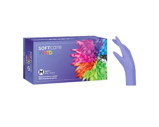 Manusi nepudrate mov Bournas Medicals Soft Vivid Nitrile Gloves Purple M 100 buc