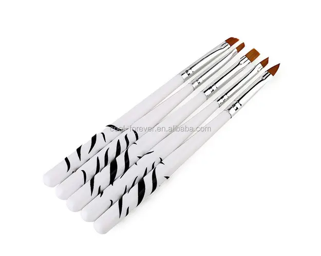 Set 5 pensule cu manere scurte albe+negre