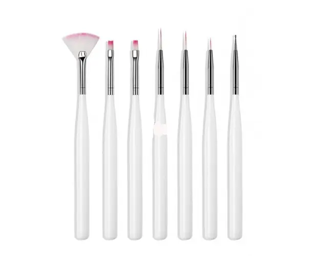 Set 7 pensule maner scurt alb