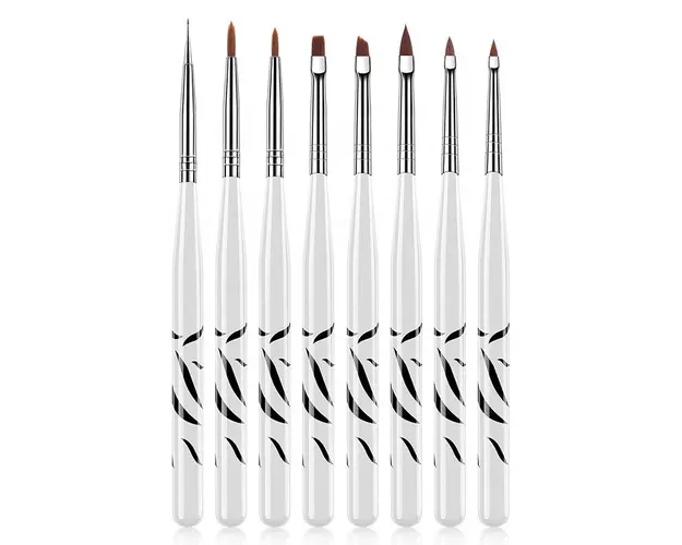 Set 8 pensule cu manere albe+negre