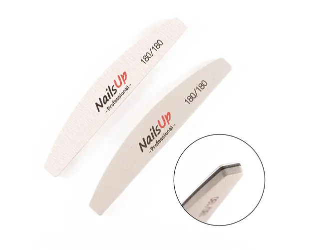 Buffer Tip Pila 2 in 1 refolosibila NailsUp, semiluna, granulatie 180/180