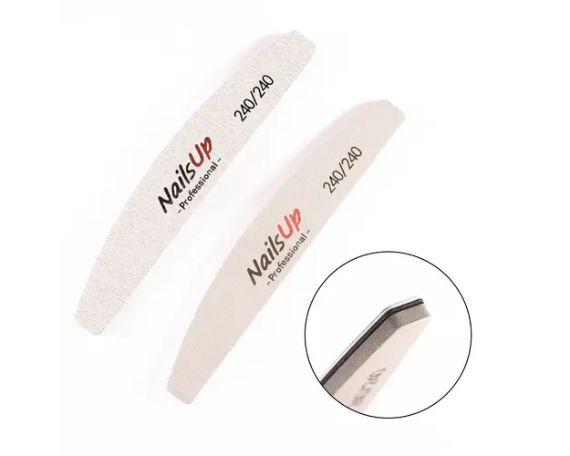Buffer Tip Pila 2 in 1 refolosibila NailsUp, semiluna, granulatie 240/240