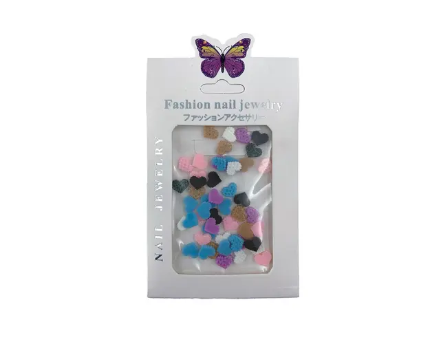 Decor Unghii Inimioare 3D Colorate Glitter