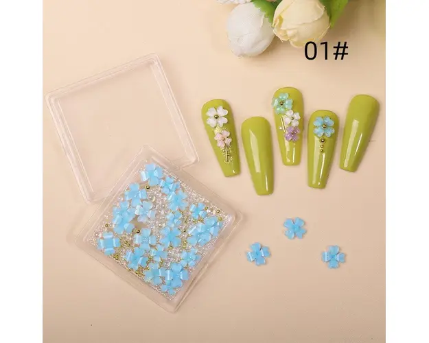 Decor Unghii NailsUp Caviar si Flori Nail Art Blue