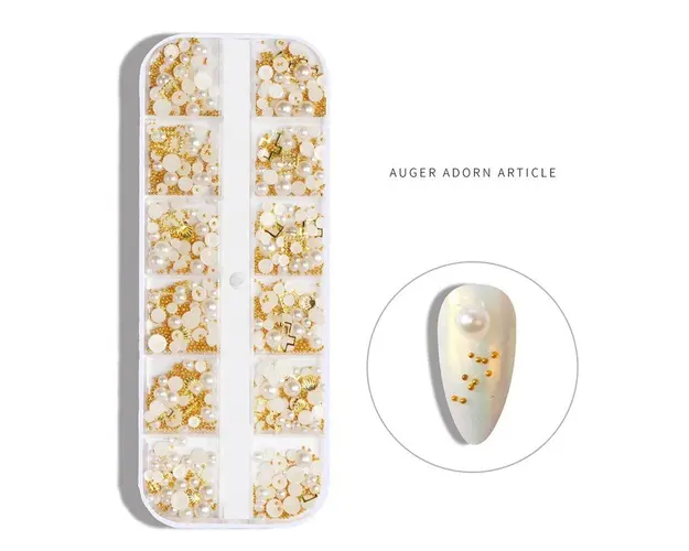 Decor Unghii NailsUp Mix Set Nail Art Perle si Caviar Gold