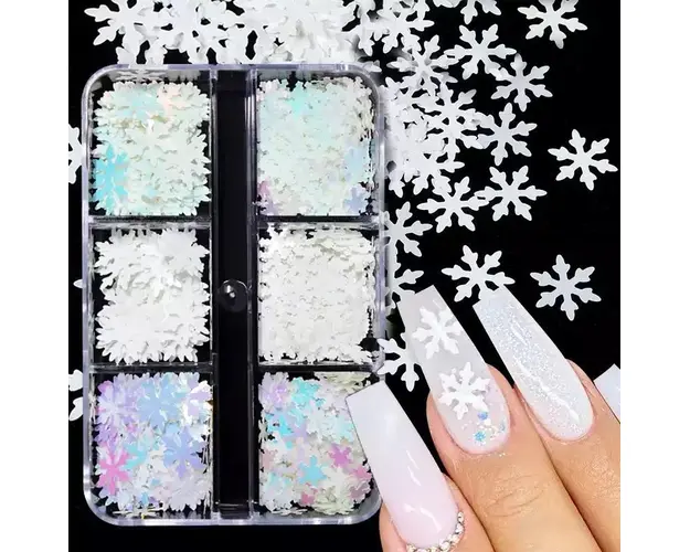 Decoratiuni unghii model fulg de nea A6