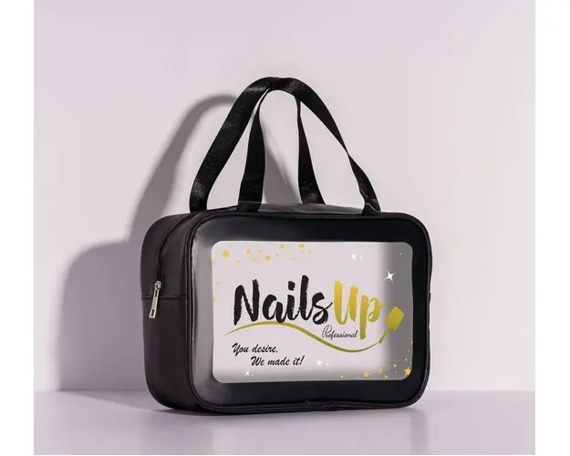 Geanta Cosmetica Voiaj, Portfard NailsUp cu Fermuar si Maner Pentru Calatorii