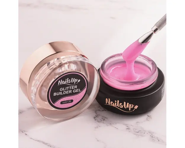 Gel Constructie Unghii Autonivelant Glitter NailsUp 50g - 26