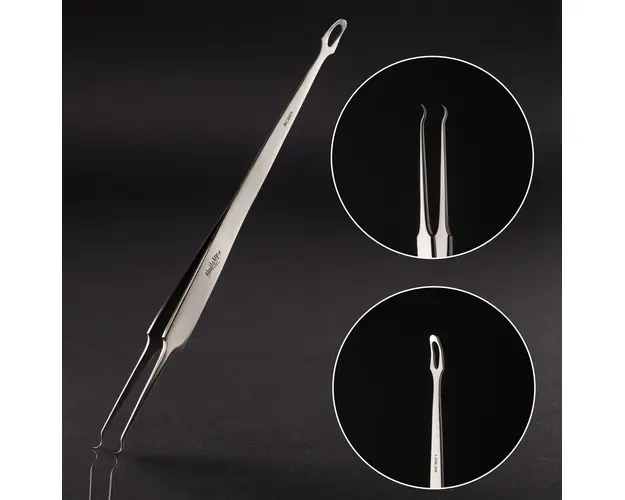 Instrument Pentru Puncte Negre Cu Doua Capete Profesional, BC801 Inox 17cm