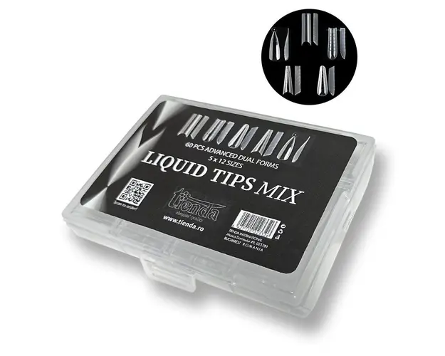 LIQUID TIPS MIX 5 FORME SET 60 BUC 12 MARIMI REUTILIZABILE