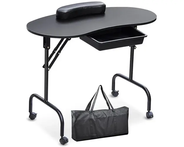 Masa de Manichiura Pliabila cu Sertar si Support Negru